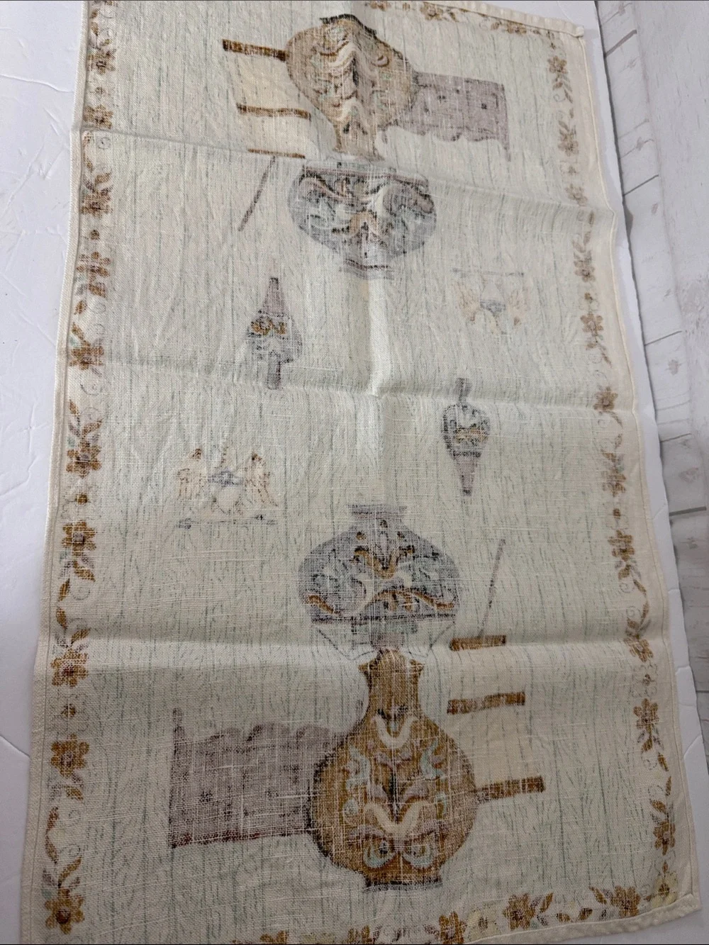 Vintage MCM Persian Prints Old Homestead Linen Kitchen Tea Towel